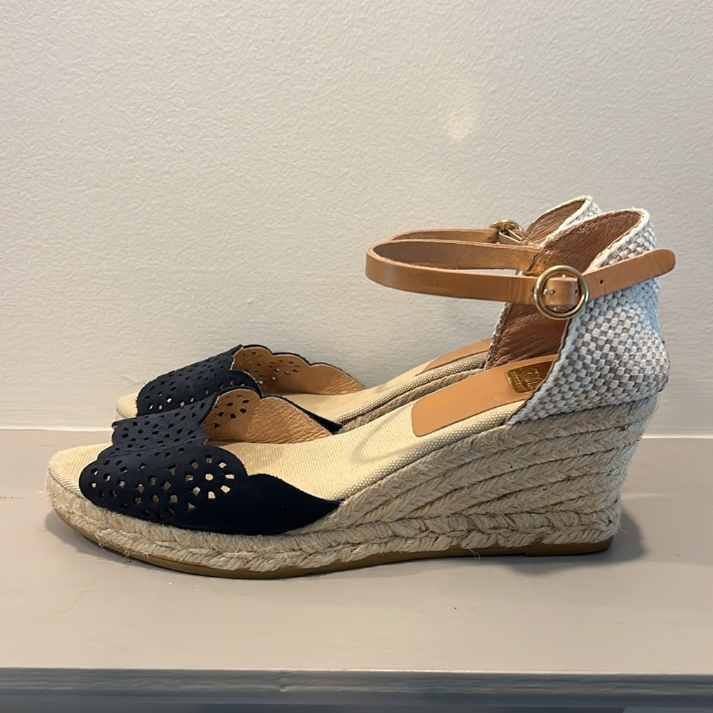 Kanna Navy and Tan Espadrille Sandals - Picture 2 of 7